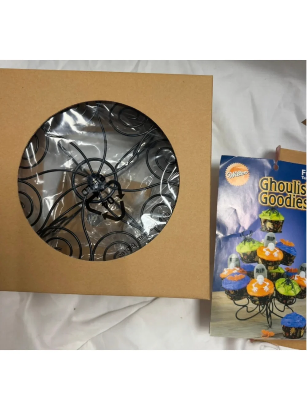 Wilton Halloween Cupcakes 'N More 3-Tier Black Metal Dessert Stand Treats NIB